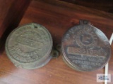 Lot of two brass water meter covers