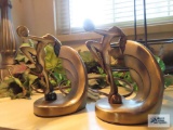 Pair of lady figurine metal bookends