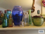 Glass vases, bottles, and etc