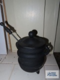 Small cast iron hot coal container