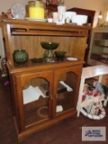 Oak finish Barrister style roll about cabinet