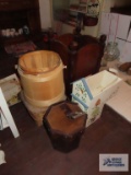 Picnic basket, wooden stand, wooden stair basket, and etc