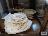Lot of floral plates...and gold trimmed decorative bowl
