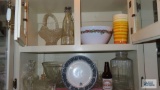 Lot of clear glassware, plate, Birch Beer bottle and etc
