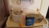 Bugler vintage tin. Schrafft's vintage tin, Crabtree and Evelyn bottle, composite trinket box