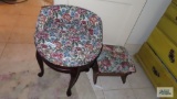 Needlepoint vanity chair and floral footstool