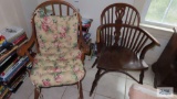 Wooden rocker and wooden armchair