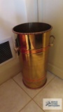Brass umbrella stand with copper trim