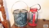 Ice bucket and vintage liquor locker