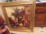 Oil on canvas style town scene print