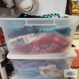 Lot of two totes of linens
