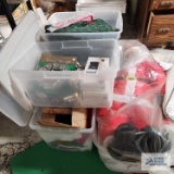 Lot of four totes of Christmas decorations