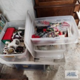 Three totes of Christmas decorations