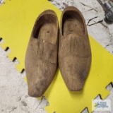 Pair of wooden handmade shoes