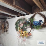 Decorative wreaths, wooden plate holder, basket, cherub decoration and etc