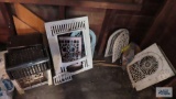 Lot of two gas heaters and decorative antique vent covers