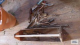 Lot of antique hand tools and wooden toolbox