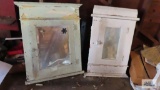Lot of two antique wooden medicine cabinet inserts