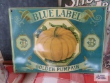Blue Label golden pumpkin advertising sign