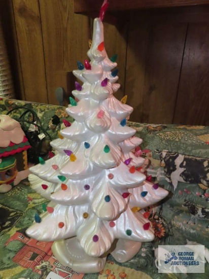 White lighted ceramic Christmas tree