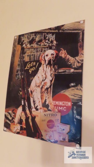 Remington dog tin sign