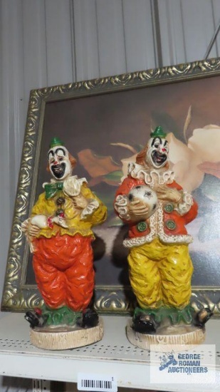 Pair of composite clown figurines