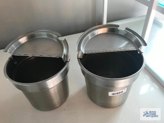 (2) SS POTS WITH HINGED LIDS