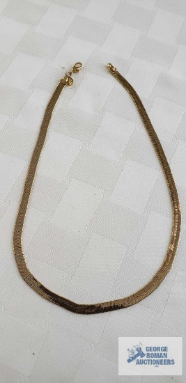 Gold plated herringbone chain, 3mm, 14.2 G, marked P D