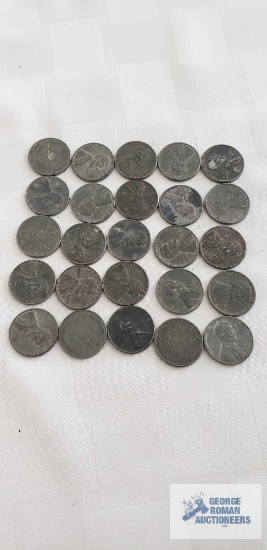 25 steel pennies, see pictures for years