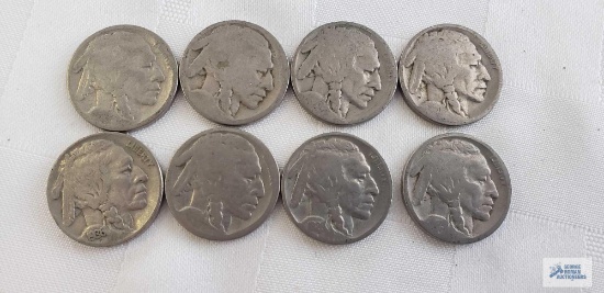 8 Buffalo nickels, see pictures for years