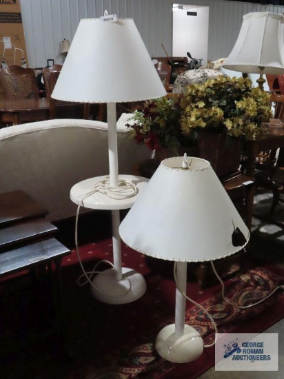 White table lamp and lamp with broken shade