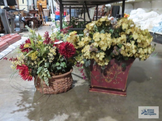 Decorative planter and basket with florals