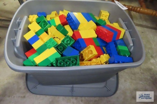 Tote of Lego blocks