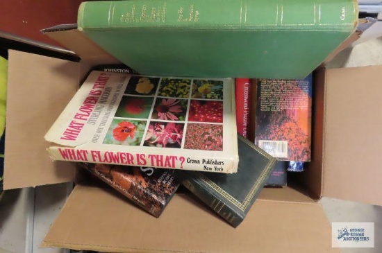 Assorted books, many about growing of plants and health