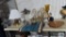 Small brass desk lamp, bird feeder, candle holder, brass key holder,...rooster table runner, Holland