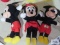 Two Mickey Mouse miniature stuffies and one Minnie Mouse miniature stuffy