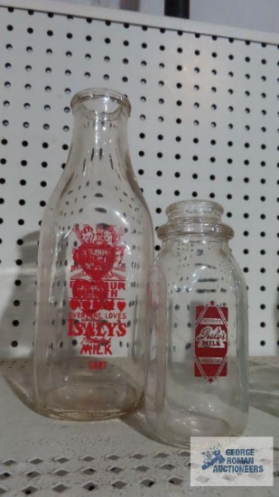 Isaly's, quart and half pint, milk bottles