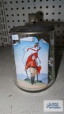 Hand painted glass stein with metal lid