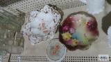 Lot of two hand-painted bowls, Nippon bowl, and other plate