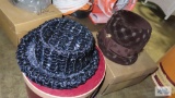 Ladies brown and black hats with hat boxes