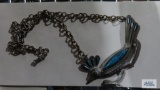Bird necklace with turquoise like gemstones