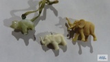 Lot of three elephant figurine pendants