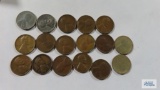 Lot of wheat pennies. Two steel pennies.