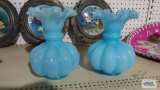 Pair of...blue ruffle...top vases