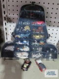 Lot of Star Wars figurine cars with case and Matchbox fire truck