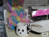 Trick or treat bag, ghost mug, butterfly accessory and Wildcat costume