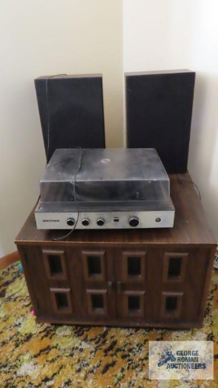 Sound Design turntable with speakers and storage cabinet