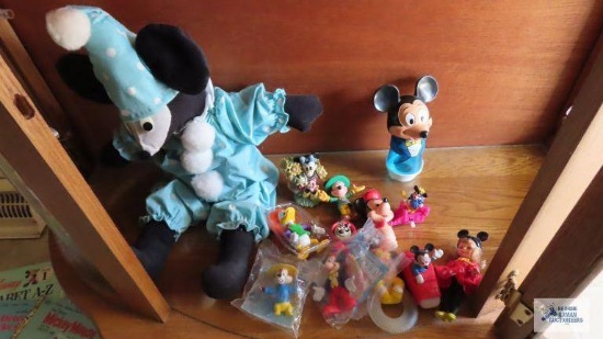 Mickey Mouse clown figurines and other Disney characters, Mouseketeer doll with open/close eyes