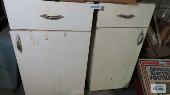 Two metal cabinets with contents and records including Stars Wars record