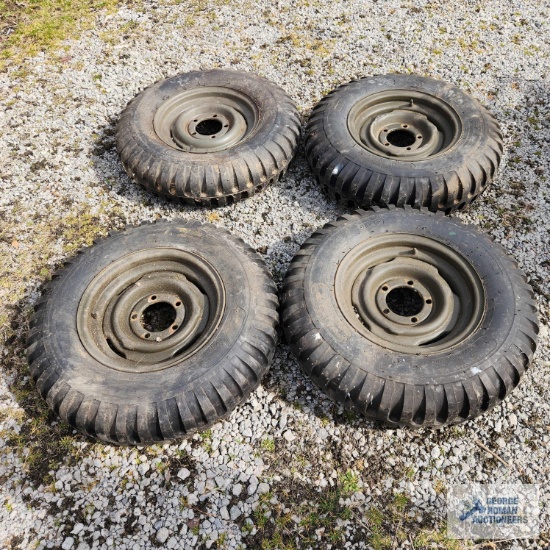 (4) Military vehicle rims with 7.00-15LT tires